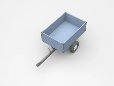 Industrial Trailer On Wheels 3D model
