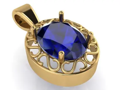 Oval Engraving Pendant 0643 3D print model