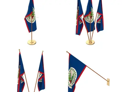 Belize Flag Pack 3D model