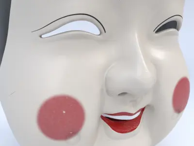Japanese Okame - Otafuku Noh mask Low-poly 3D model