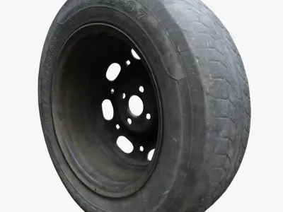 Old car wheels 3D model Low-poly 3D model