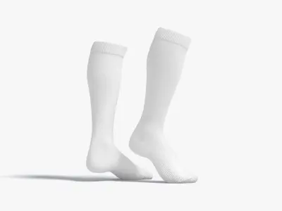 White Knee High Socks stand on tiptoe - fabric sox pair Low-poly 3D model
