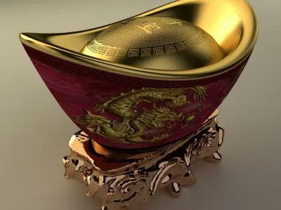 Chinese gold ingot 3D model