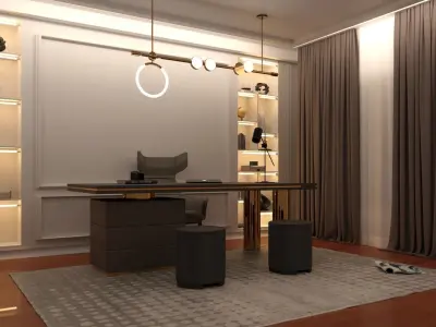 Office Interior Scene Low-poly 3D model