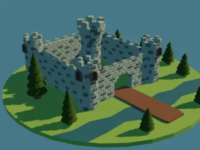 Low Poly Castle  Free low-poly 3D model