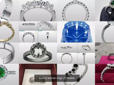 Luxury woman rings 3D Model Pack