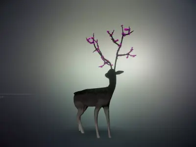 Deer with Flowers 3D model