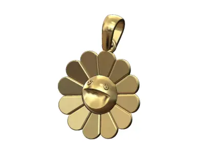 Murakami flower pendant charm 3D print model