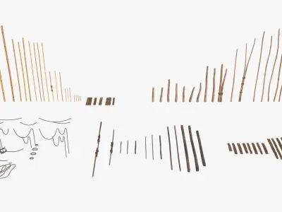 Modular Wooden Stakes and Planks Asset Low-poly 3D model