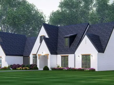 Ranch Farmhouse 3D Model  Classic American Country Home Exterior 3D model