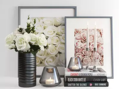 set818 roses in vase 3D model