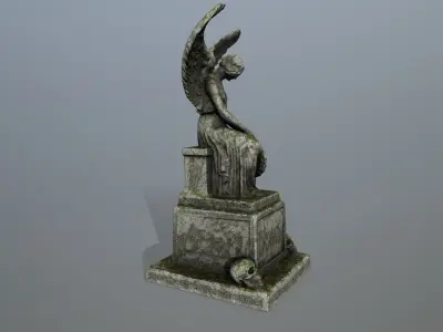 statue 3 with angel Low-poly 3D model