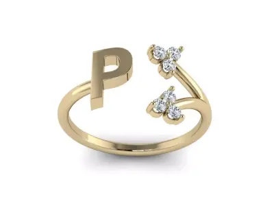 Jewelry Alphabet Ring P with Diamonds  3D print model
