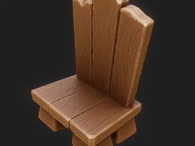 Chair low-poly 3D model PBR Game ready For Unreal Engine Low-poly 3D model