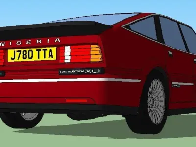 Low poly 80s-90s Fastback sedan Free 3D model