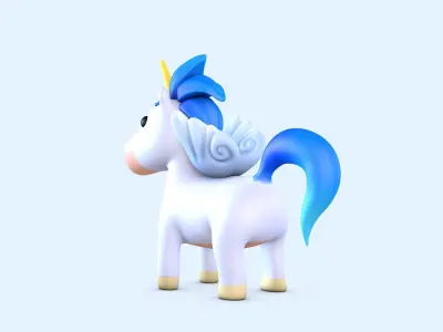 Cartoon Pegasus Low-poly 3D model