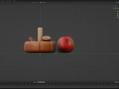 Harvest Fall Decoration - Acorns and Candle Low-poly 3D model