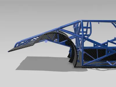 1967 Nova PROMOD tubular Chassis with floors tubs N firewall 3D print model