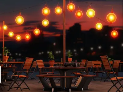 Hanging Paper Lanterns-Geometry Nodes 3D model