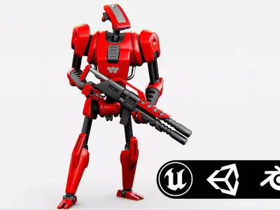 BATTLE DROID KA-20  Rigged for Unreal Engine - Unity - MIXAMO 3D model