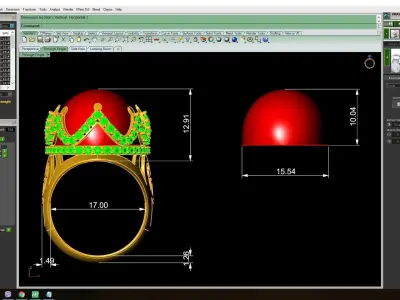 Royal Crown Cabochon Stone Ring for Men 3D Model 1807 3D print model
