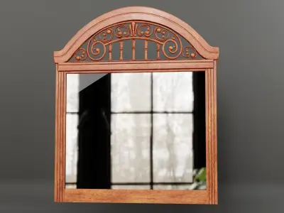 HANDCRAFTED WOOD MIRROR 3D model
