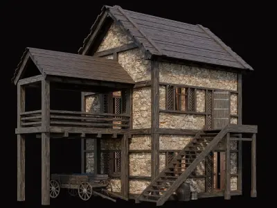 Medieval Village Pack  - 10 Assets - 4K Textures Game Ready Low-poly 3D model