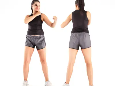 Female boxing 34 Low-poly 3D model