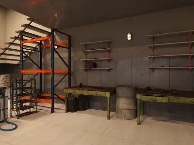 car repair shop Low-poly 3D model