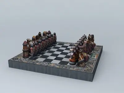 Chessboard chess board with figurines Free 3D model