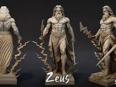Zeus Statue Low-poly 3D model