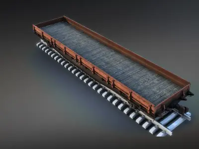 Railroad Flat Wagon Low-poly 3D model