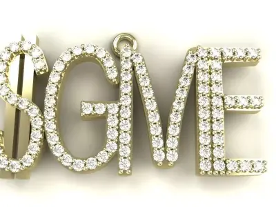 GME Diamond Pendant Gold Silver Platinum Luxury Initial Necklace 3D print model