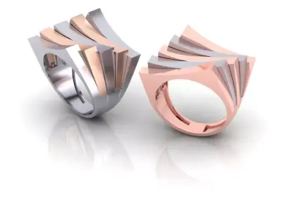 3 part luxury gold ring  3D print model