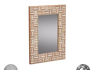 Recycled Wood Pyramid Block Rectangular Mirror 3D model