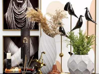 Decorative set with Table Lamp 3D model