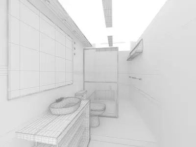long bathroom design 3D model