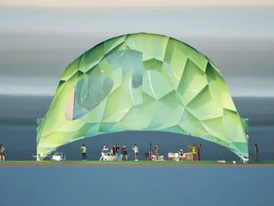 parametric butterfly-shaped building 3D model