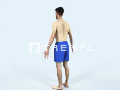Posture A Beach Animated Rigged Sports Man Low-poly 3D model