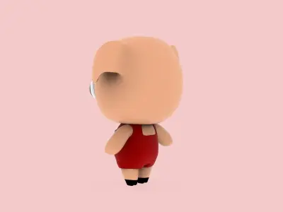 Cartoon Pig  Animated Low-poly 3D model