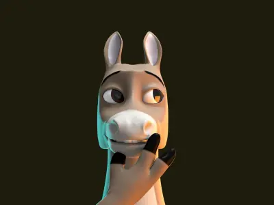 Stylized Male Donkey Rigged Low-poly 3D model