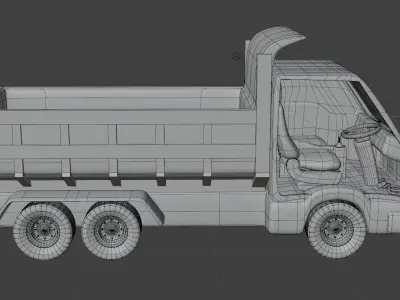 A Cartoon Truck and The Interior 3D model