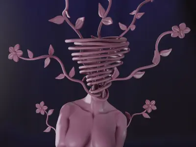 Female Body with Flowers - Decoration 3D print model