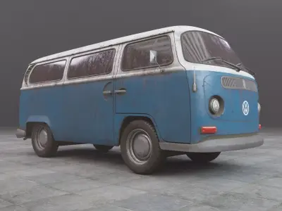 VW 1972 Camper van  Low-poly 3D model