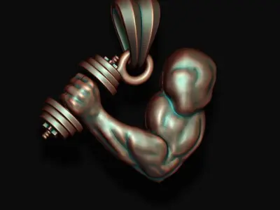 muscle arm with barbell pendant 3D print model