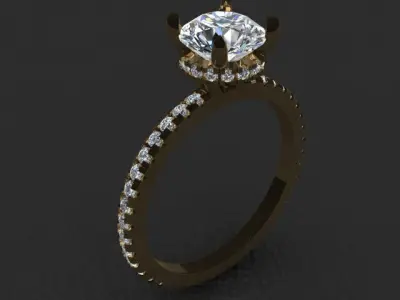 Halo diamond ring solitaire 3D print model