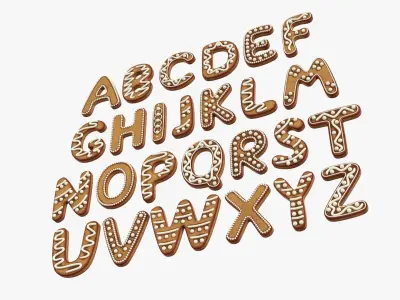 Decorated alphabet letters 04 3D model