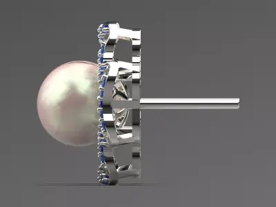  Clove design earrings  pearl  diamond sapphire  model pe0050 3D print model