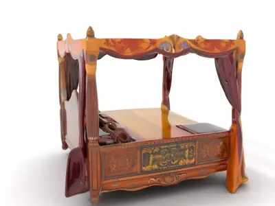 Regal Canopy Bed model pack Low-poly 3D model