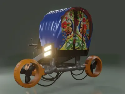 cyberpunk desi sci-fi vehicle 3d model with PBR texture 3D model